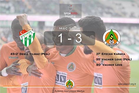 A. Alanyaspor geçmişinde Süper Lig şampiyonluğu gibi önemli başarıları olan Bursaspor'u muhteşem bir oyunla 1-3 geçerek ligde kalmak için büyük bir adım attı.