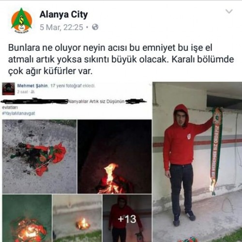 Alanyaspor taraftarı ise sosyal medyadan bu mesajı paylaşarak emniyet güçlerini göreve davet ettiler.