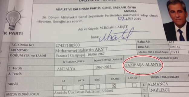 AKŞİT'İN ADAYLIK FORMUNDAKİ İLGİNÇ AYRINTI