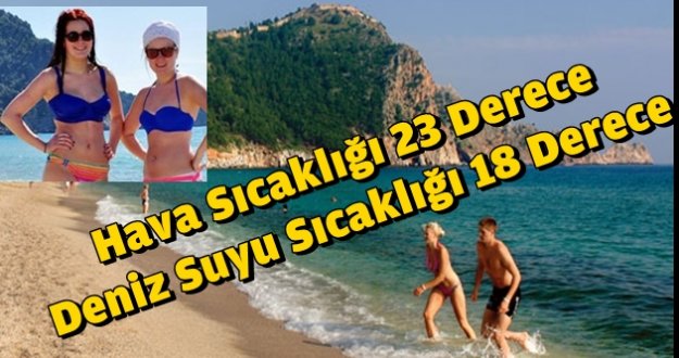ALANYA'DA GÜNEŞİ GÖREN DENİZE KOŞTU