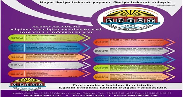 ALTSO'DAN 11 AYRI KİŞİSEL GELİŞİM SEMİNERİ