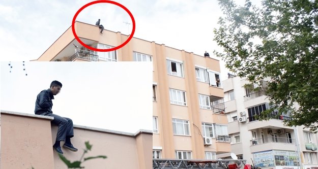 5 KATLI BİNANIN ÇATISINDA İNTİHAR TEŞEBBÜSÜ