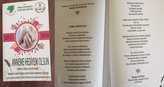 ANNE ŞİİRİYLE ANTALYA BİRİNCİSİ OLDU
