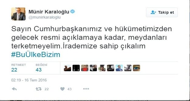 VALİDEN MEYDANLARI TERKETMEYİN ÇAĞRISI