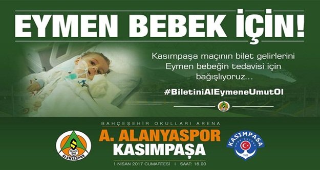 Aytemiz Alanyaspor’dan Eymen bebeğe destek
