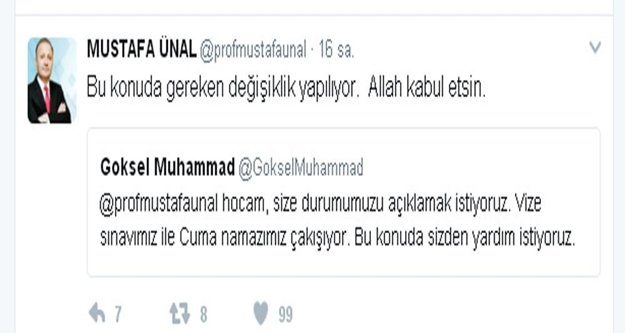 Sınavlar Cuma Namazı'na denk gelince
