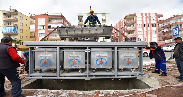 Çöp konteynerleri yer altına alındı