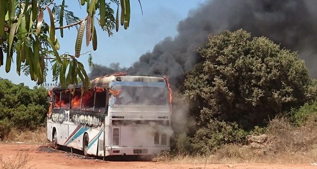 Park halindeki otobüs kül oldu