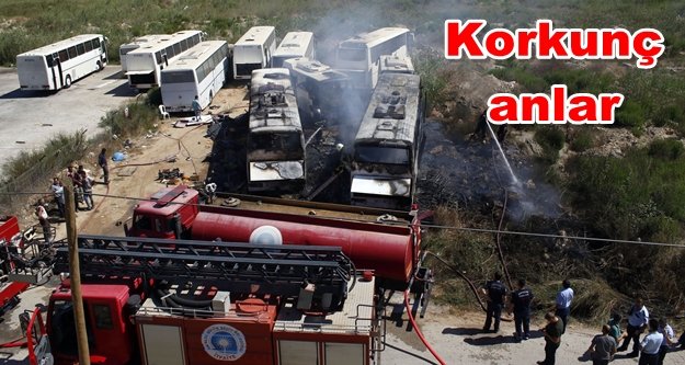 4 otobüs birden alev alev yandı
