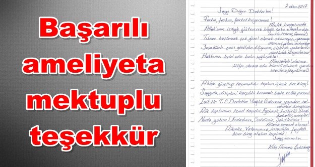 Hastaneye mektup yazdı