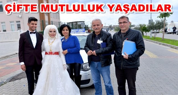 Alanya'da ilginç olay! Gelinlikle ehliyet aldı