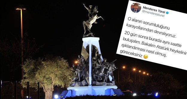 Türel, sözünü tuttu! O heykeli ışıklandırdı