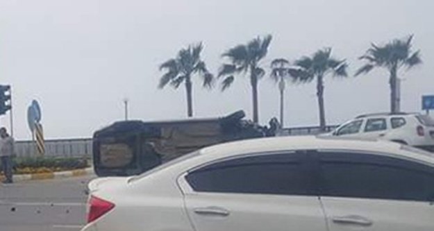 Alanya'da feci kaza! Takla atarak durabildi