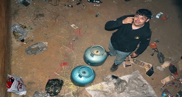 Tüpgaz bağımlısı bu defa 7 tüp çektiği su deposunda mahsur kaldı