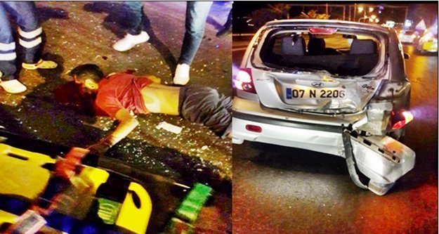 Alanya'da feci kaza! Motosiklet otomobille çarpıştı