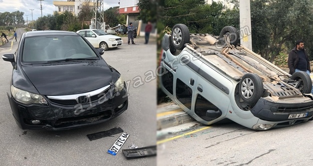 Alanya feci kaza: Araçlardan biri ters döndü, 1 yaralı