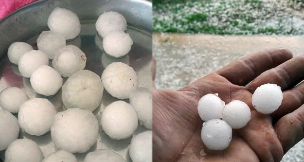 Hortumun ardından ceviz büyüklüğünde dolu yağdı!