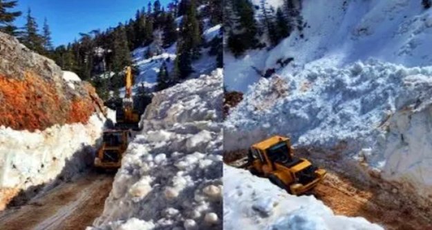 Alanya Belediyesi kardan kapanan o yolu açtı
