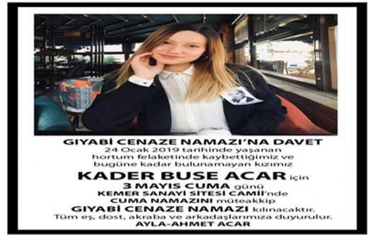 Kayıp Buse için en acı davet