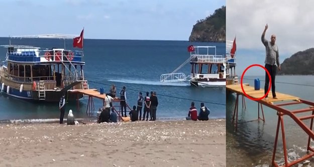 Tatil merkezinde benzin bidonlu çakmaklı iskele eylemi