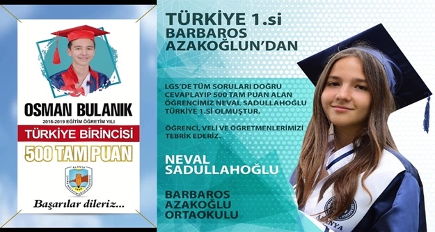 LGS'de Alanya 2 Türkiye birincisi çıkardı
