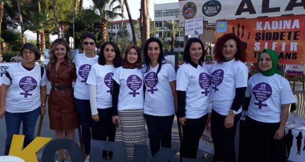 Alanya'da 'Kadına şiddete hayır' çadırı kuruldu