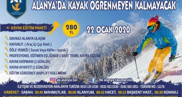 Alanya'da kayak öğrenmeyen kalmayacak
