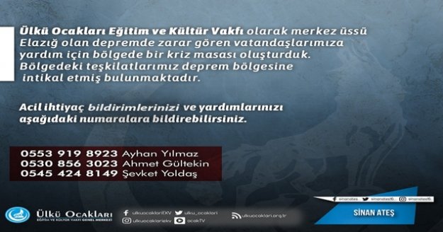 Ülkü Ocakları deprem bölgesinde