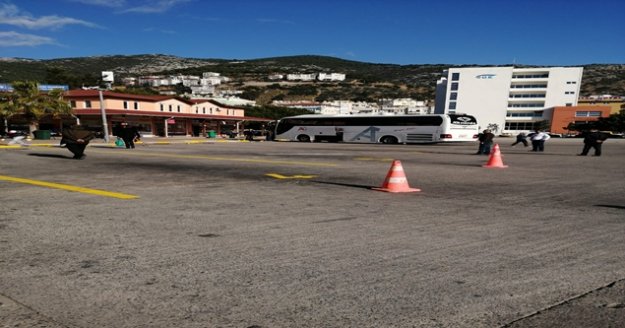 Otogar’da peron çizgileri yenilendi