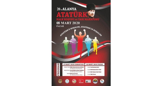 20.Alanya Atatürk Halk Koşusu ve Yarı Maratonu yapılacak