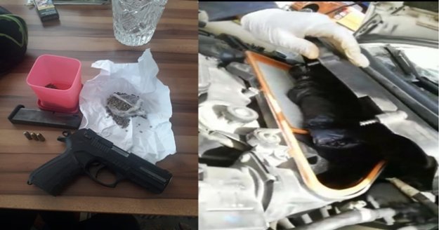 Alanya’da ruhsatsız tabanca ve uyuşturucu ele geçirildi