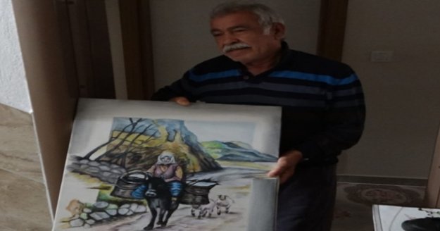 112'den malzeme siparişi veren 65 yaş üstü ressam, ekiplere tablo hediye etmek istedi