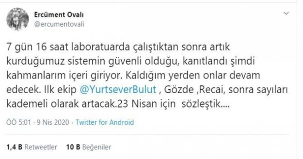 Korona virüs aşısı için çalışan Prof. Dr. Ovalı'dan heyecanlandıran paylaşım