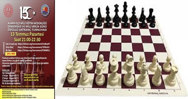 Alanya’da ödüllü online satranç turnuvası düzenlenecek!