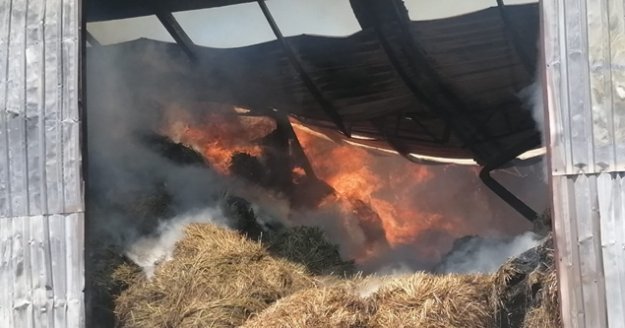 Yüzlerce ton hayvan yeminin bulunduğu depo alev alev yandı