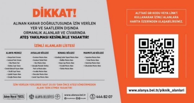Alanyalılar dikkat! Bu alanlarda ateş yakmak yasaklandı