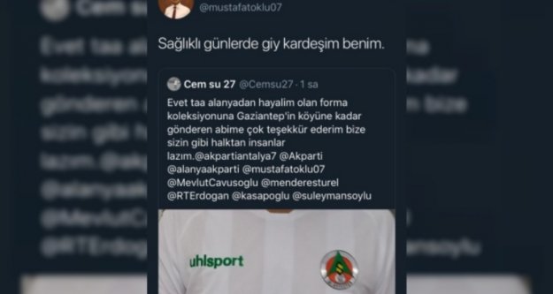 Toklu'dan Gaziantep'teki gence jest