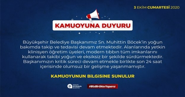 Başkan Böcek'in sağlık durumuyla ilgili yeni açıklama