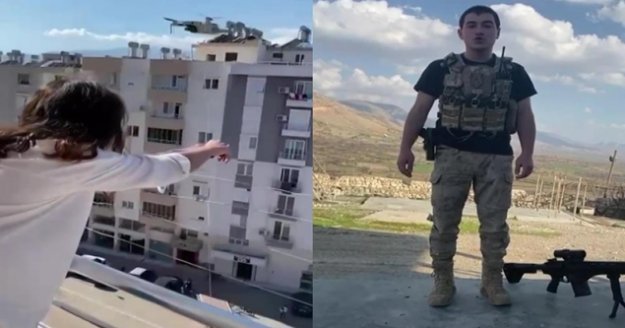 Bin 400 kilometre uzaktaki asker eşinden drone ile gül aldı