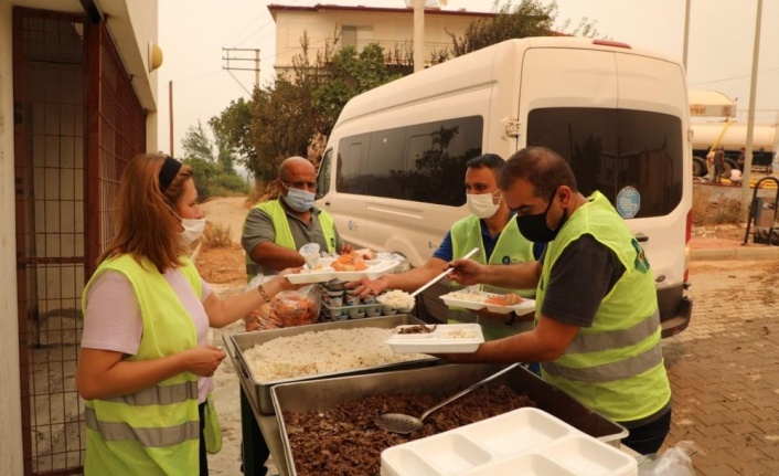 Büyükşehir 213 araç 481 personel ile yangın bölgesinde