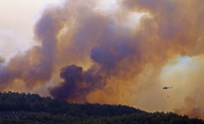 Manavgat'ta ormanlık alanda süren yangına havadan ve karadan müdahale sürüyor