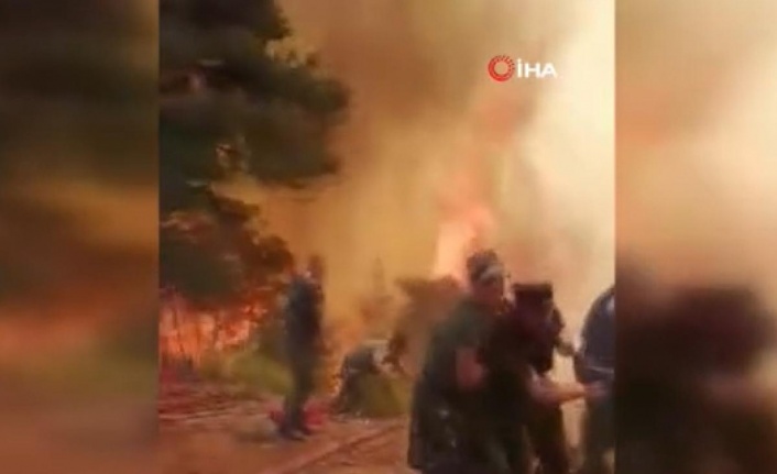 Azerbaycanlı ekipler yangında canla başla mücadele verdi! Alevlerin arasından böyle kurtuldular