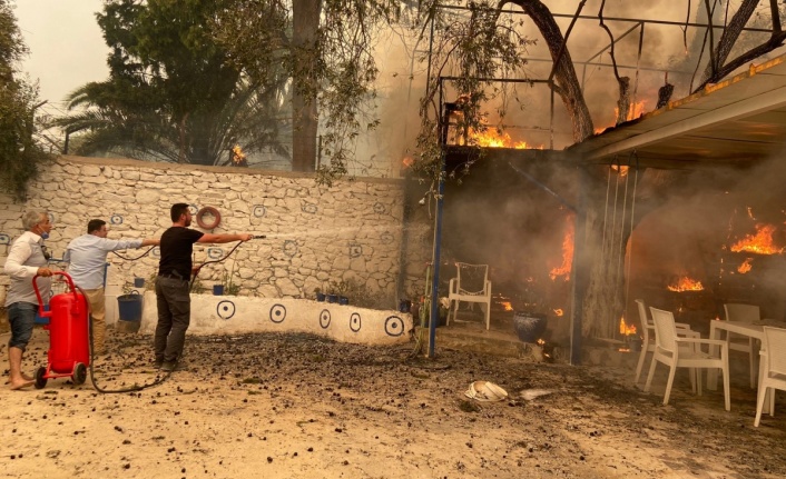 Bodrum'da korkulan oldu, alevler evlere sıçradı