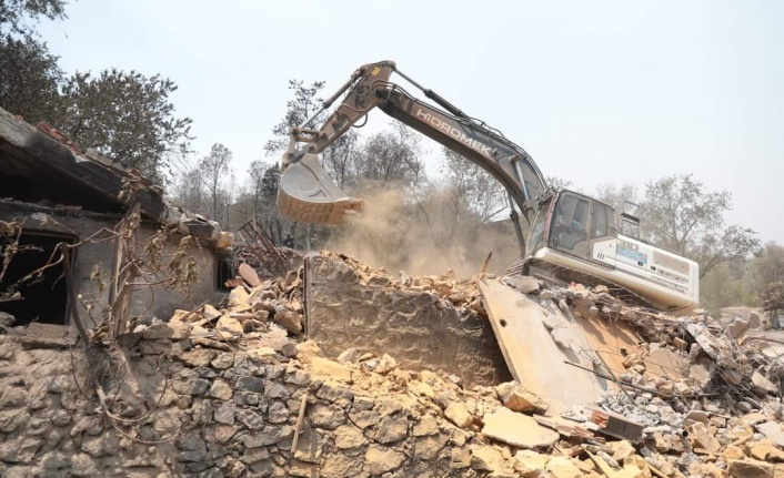Yangında zarar gören Bayır'da harfiyat çalışmaları başladı
