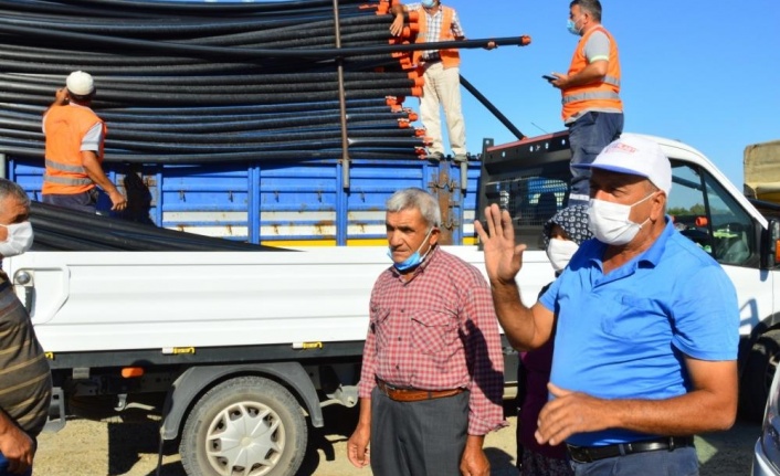Yangınzede üreticilere 6 bin 300 adet sulama borusu desteği