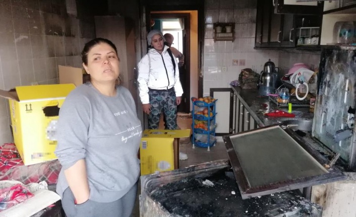 Yangın esnasında evde kimsenin olmaması olası faciayı önledi
