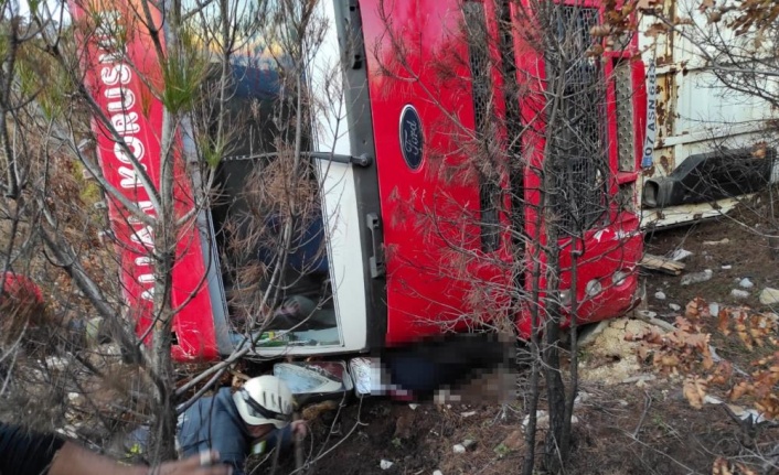 Tomruk yüklü kamyonun altında kalan şoför hayatını kaybetti