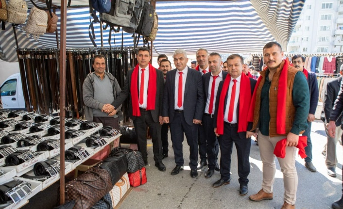Alanya Pazarcılar Odası Başkan Adayı Gök'ten pazar esnafına ziyaret