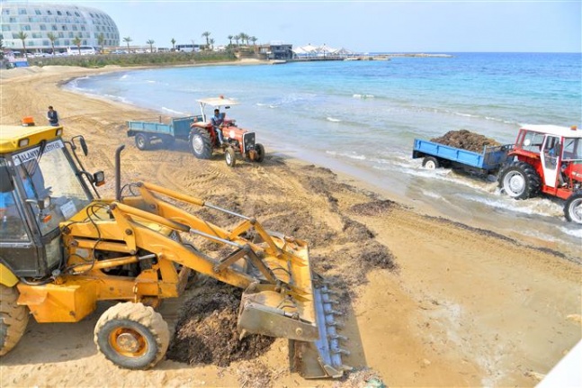 Dalgalarla kıyıya vuran atıklar Alanya Belediyesi ekiplerince temizlendi