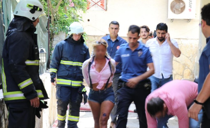 Alanya'da elinde bıçakla girdiği boş oteli yakmakla tehdit etti